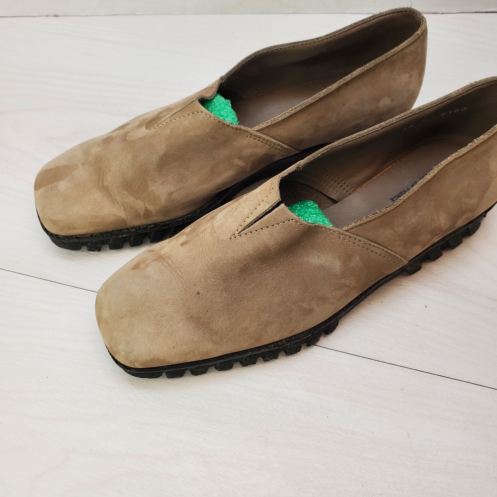 Arche Tan‎ Nubuck Leather Square Toe Slip On Loafers Made in France Women 8 / 39